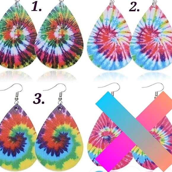 Choice of 3 pairs of Boho-style teardrop, leather earrings. - Picture 1 of 7